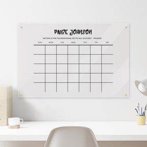 Personalized Acrylic Calendar - Dry Erase Monthly Acrylic Calendar - 2021 Wall Calendar - AWS13