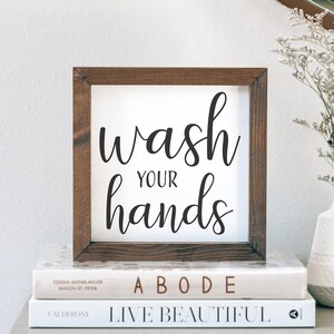 Wash Your Hands Framed Sign - Bathroom Decor - Funny Bathroom Sign - Mini Bathroom Signs - Humor Gift - Farmhouse Signs SQS05
