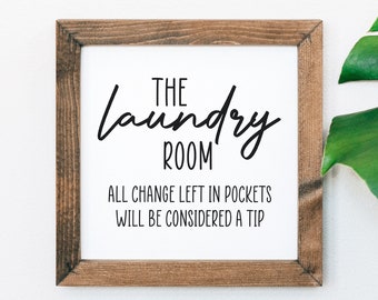 All Change Left Funny Laundry Room Framed  Sign - Humor Gift - Laundry Decor - Funny Wall Art - Mini Laundry Signs - Farmhouse Signs - SQS51