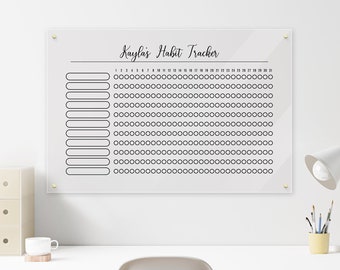 Personalized Acrylic Habit Tracker - Dry Erase Habit Tracker - 2021 Wall Habit Tracker - AWS19