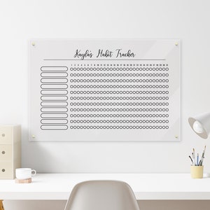 Personalized Acrylic Habit Tracker - Dry Erase Habit Tracker - 2021 Wall Habit Tracker - AWS19