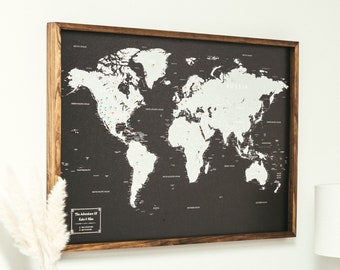 Push Pin World Map - Personalized Travel Map - Custom Modern Map Print #WPM01