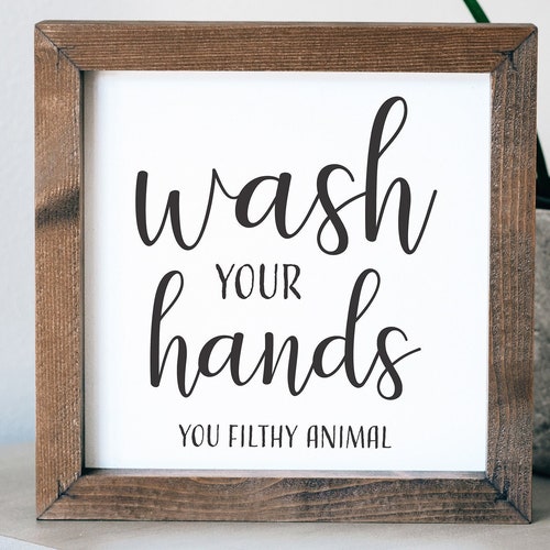 Wash Your Hands Framed Sign Mini Bathroom Signs Funny - Etsy