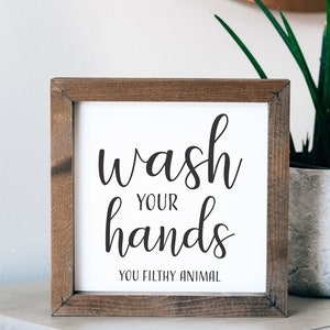 Wash Your Hands Framed Sign - Mini Bathroom Signs - Funny Bathroom Sign - Humor Bathroom Decor - Humor Gift - Farmhouse Signs SQS04