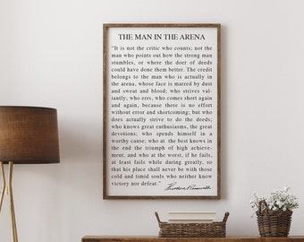 The Man In The Arena Sign - Wood Framed Sign - Farm House Wall Decor -  #PHS41