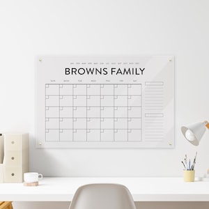 Personalized Acrylic Calendar - Dry Erase Monthly Acrylic Calendar - 2021 Wall Calendar - AWS05