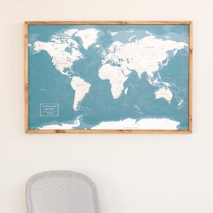 Push Pin World Map - Personalized Travel Map - Custom Modern Map Print #WPM01