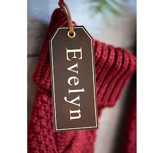 Personalized Christmas Stocking Tags - Leather Name Tag - Leather Stocking Tag - Custom Leather Name Tag