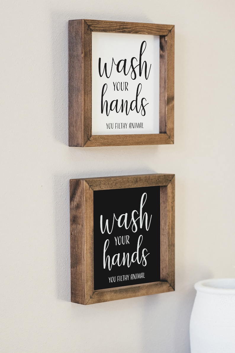 Wash Your Hands Framed Sign - Mini Bathroom Signs - Funny Bathroom Sign ...