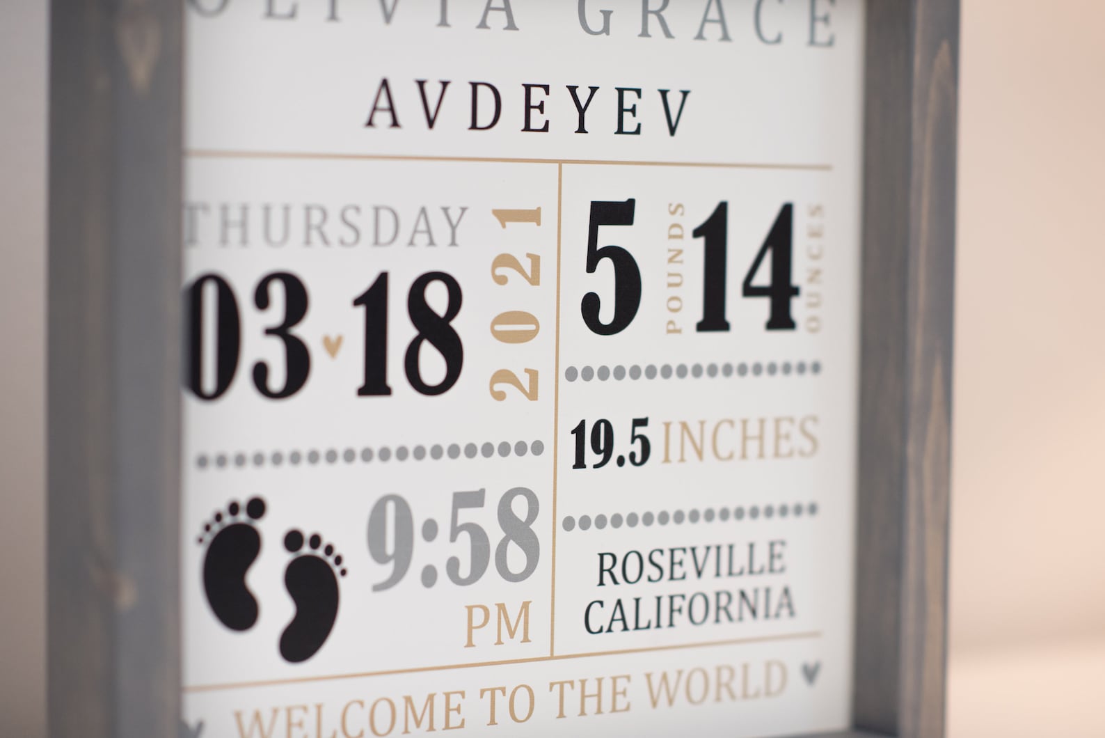 Baby Birth Stats Wood Frame Sign - Birth Announcement - Baby Room Decor ...