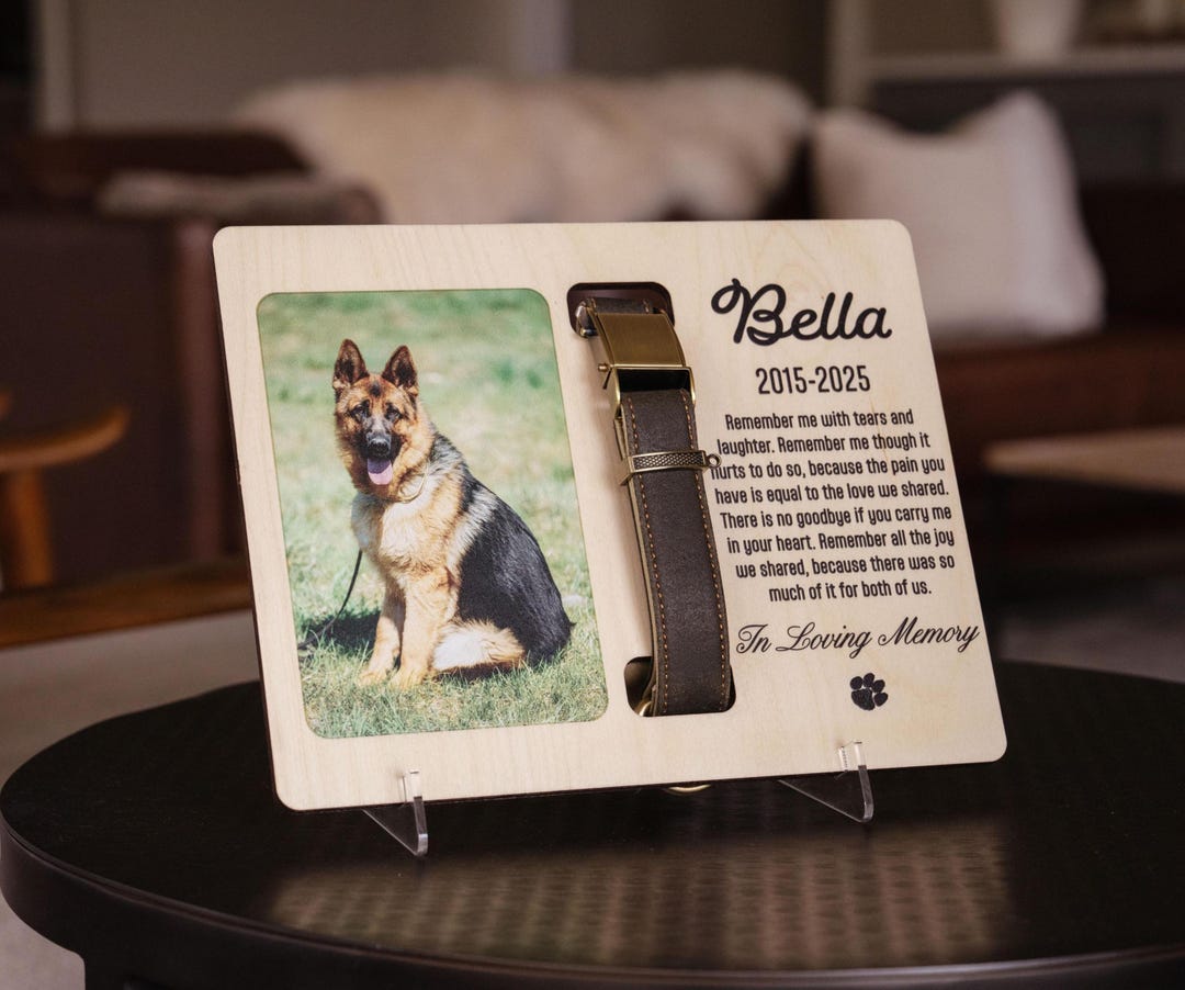 Memorial Pet Collar Sign - Dog Memorial Wood Frame With Collar Holder ...
