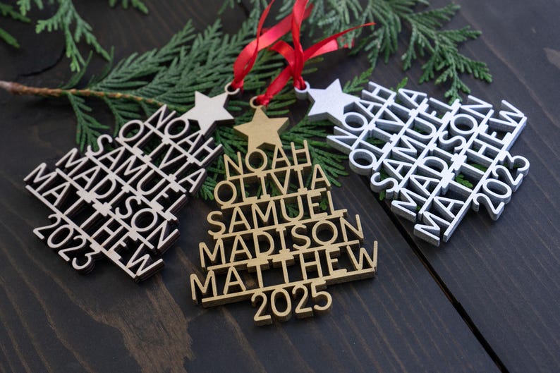 Family Christmas Ornament - 2026 Personalized Ornament With Names - Christmas Tree Ornament image 1