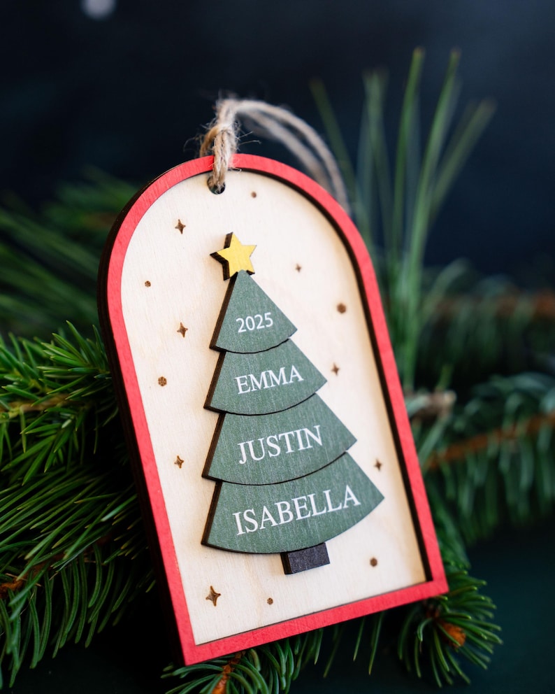 Family Christmas Ornament - 2026 Personalized Ornament With Names - Christmas Tree Ornament image 15