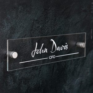 Name Plate For Wall or Door - Acrylic Name Sign For Office - Wood - Personalized