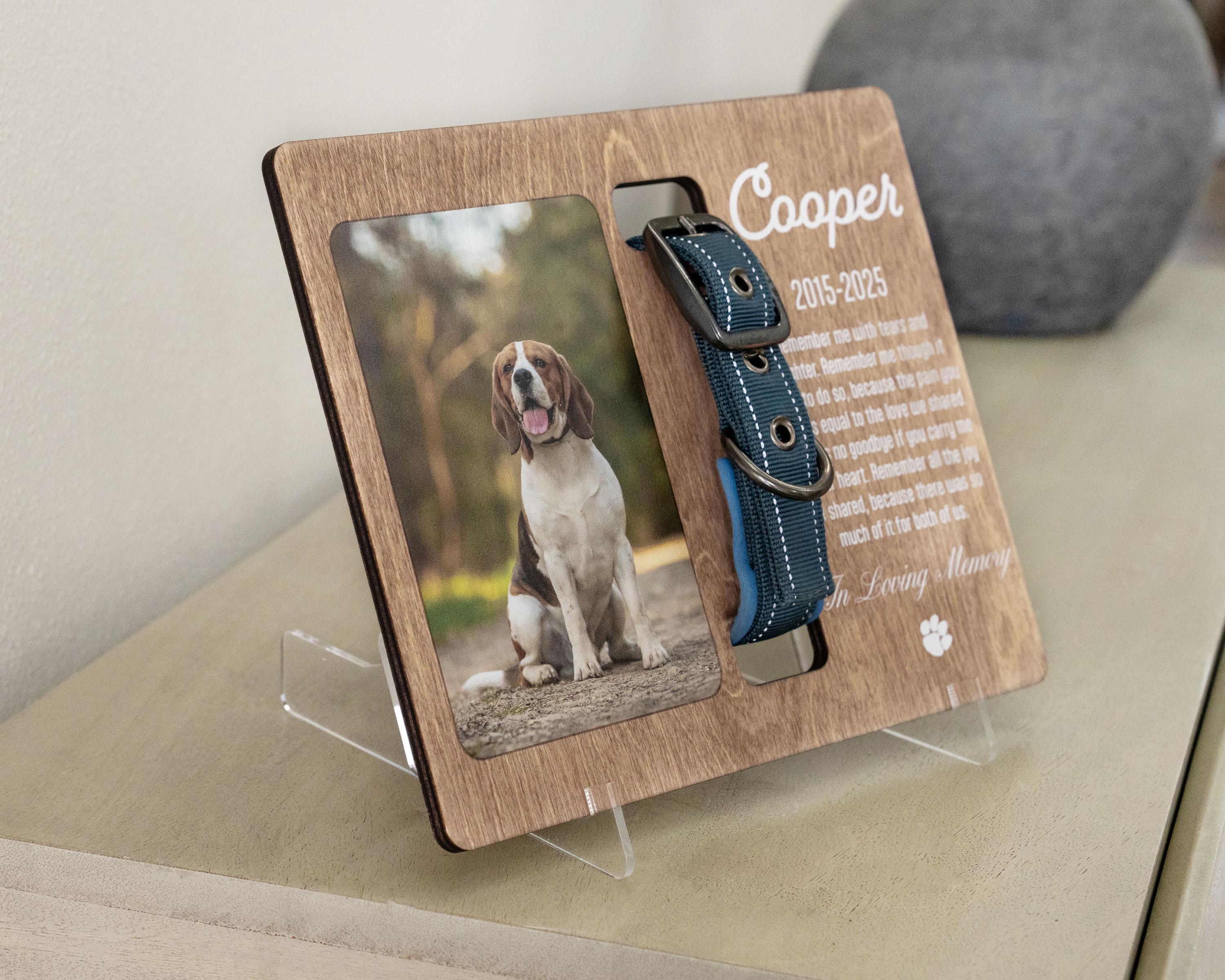 Personalized Pet Memorial Frame - Custom Dog Collar Holder With Photo ...