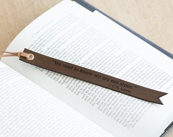 Personalized Engraved Leather Bookmark - Custom Bookmark With a Quote - Anniversary Gift For Him  #LBM02