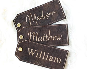 Personalized Christmas Stocking Tags - Leather Name Tag - Leather Stocking Tag - Custom Leather Name Tag