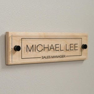Wooden Name Plate For Wall or Door - Acrylic Name Sign For Office - Wood - Personalized