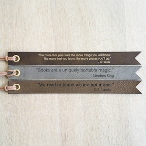 Personalized Engraved Leather Bookmark - Custom Bookmark With a Quote - Anniversary Gift For Him  #LBM02