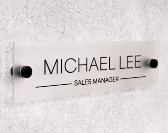 Acrylic Name Plate For Wall or Door - Name Sign For Office - Wood - Personalized