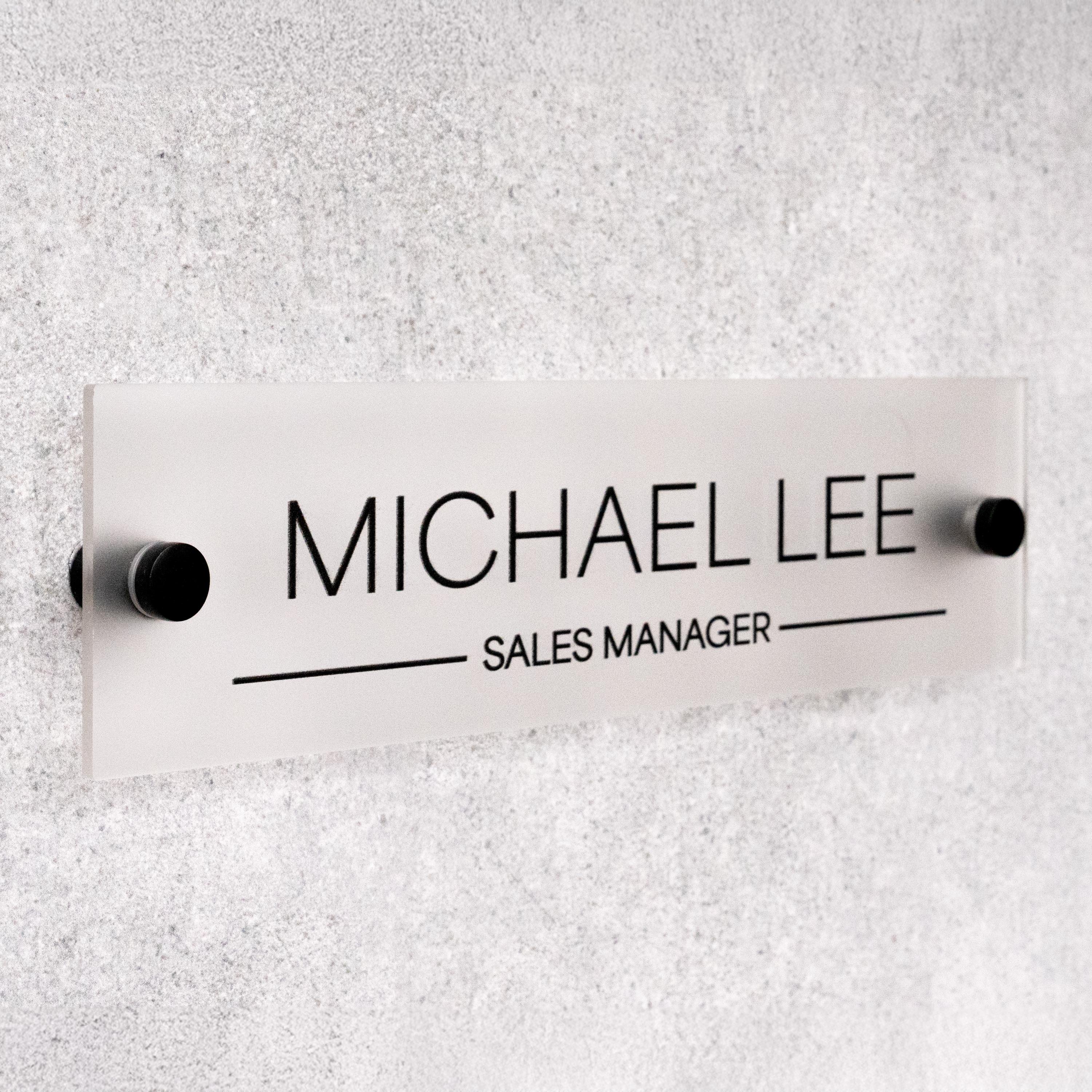 Acrylic Name Plate For Wall or Door - Name Sign For Office - Wood - Personalized