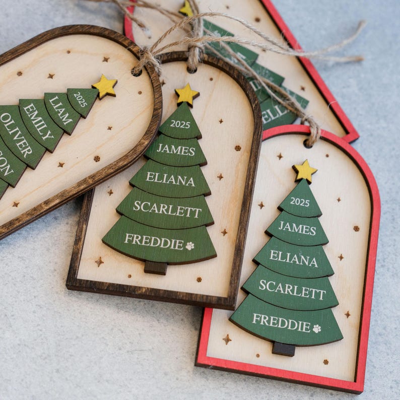 Family Christmas Ornament - 2026 Personalized Ornament With Names - Christmas Tree Ornament image 9
