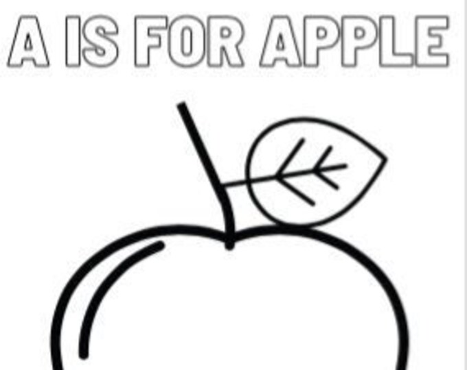 A is for Apple Learning Coloring Page - Etsy