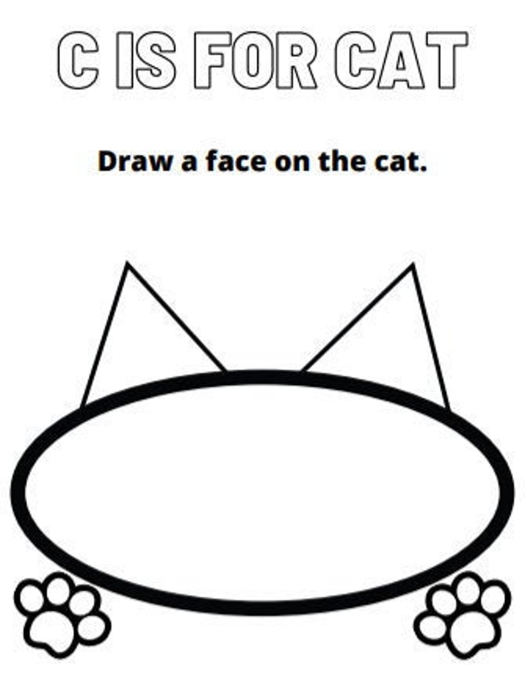 C is for Cat Learning Coloring Page Etsy