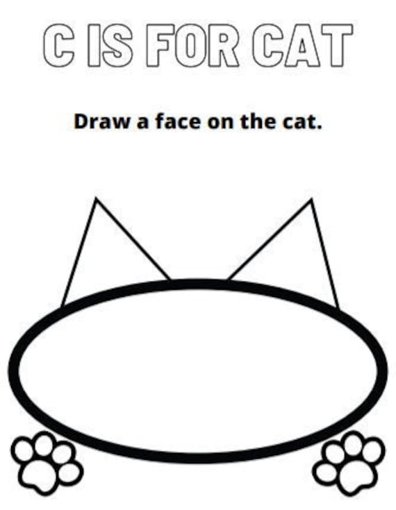 C is for Cat Learning Coloring Page - Etsy