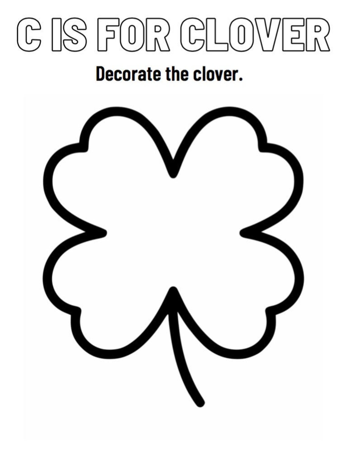 Clover Learning Notes C is for Clover Learning Coloring Page - Etsy