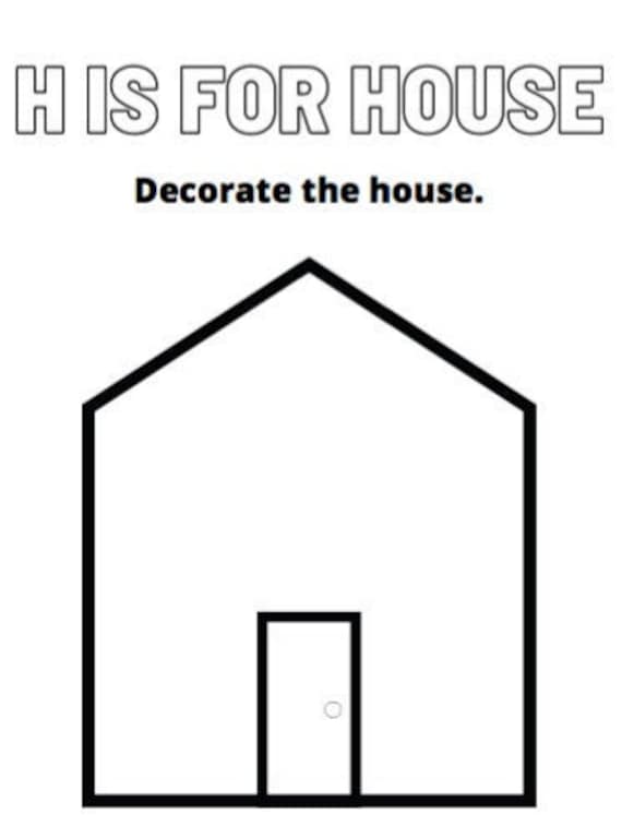 H is for House Learning Coloring Page | Etsy
