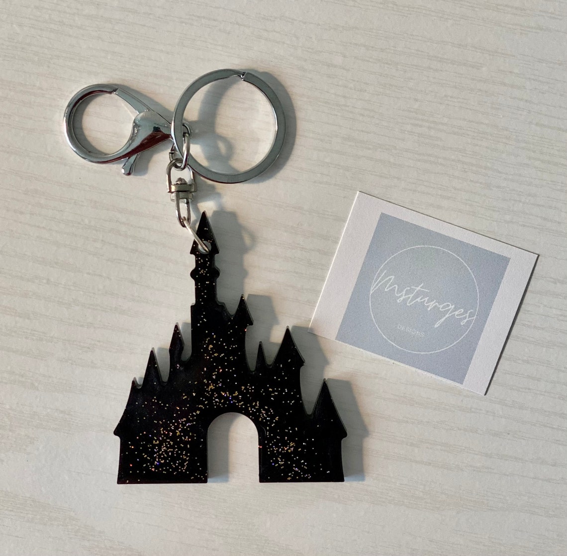 Castle KeyChain Resin Gold Glitter Etsy