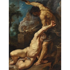 Caim matando Abel | Pedro Paulo Rubens | Impressão Bíblica de 1608