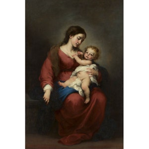 Virgin and Child | Bartolome Esteban Murillo | 1670 Baroque Biblical Poster Print
