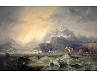 HMS Erebus and Terror in the Antarctic | John Wilson Carmichael | Marine Landscape Print