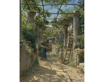 In the Shadow of an Italian Pergola | Peder Monsted | 1884