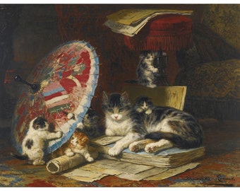 Kittens at Play | Henriette Ronner-Knip | Cat Family Poster Print