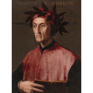 Portrait von Dante Alighieri | Florenz Kunst | 1540 Renaissance Göttliche Komödie Druck