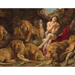 Daniel in the Lions&#39; Den | Peter Paul Rubens | 1614 Christian Old Testament Poster Print