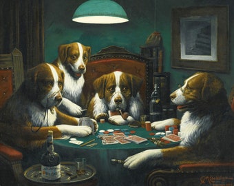 The Poker Game | Cassius Marcellus Coolidge | 1894 Dog Poker Painting Print