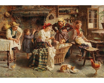 A Happy Family | Eduardo Eugenio Zampighi | Italian Family Painting Print