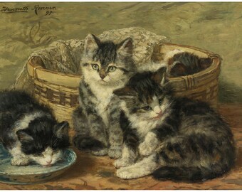 Four Kittens | Henriëtte Ronner-Knip | 1899 Kitten Cat Print