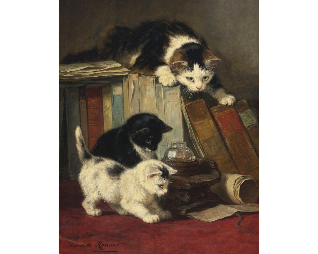 グレン・フォックス 作品「OSWALDO」 2000年の作品 猫とネズミの絵画 獲物を観察する | ヘンリエッタ・ロナー・クニップ | 猫と子猫の