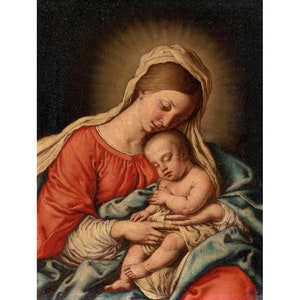 Madonna and Child | Giovanni Battista Salvi | 1650 Biblical Poster Print