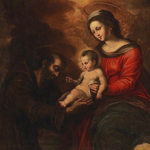 The Madonna and Child with Saint Francis | Genoese School | Biblical Poster Print
