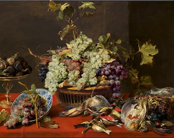 Natura morta con uva e selvaggina / Frans Snyders / 1630 Still Life Print