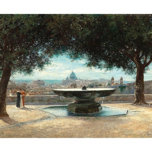 Rome, a View of the City from the Fountain of Villa Medici | Max Merker | 1890 Rome Italy Poster Print