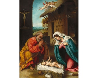 The Nativity | Lorenzo Lotto | 1523 Renaissance Biblical Print