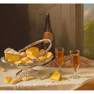 Still Life with Silver Cake Basket / John Francis / 1866 Pittura Stampa