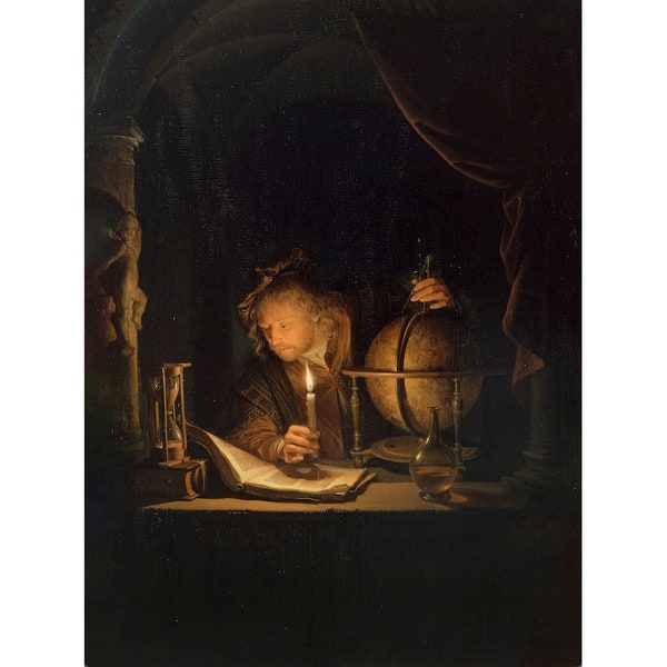 Astronomer by Candlelight | Gerrit Dou | 1659 Renaissance Science Print